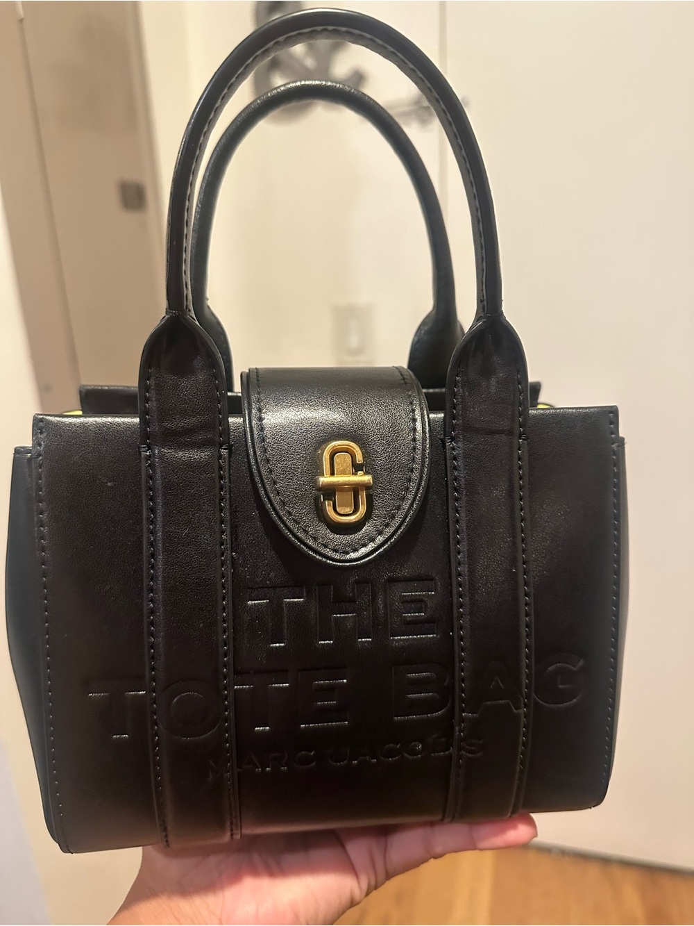Marc Jacobs Black Mini Tote with Gold Turn-Lock